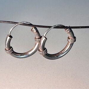3/$35 - Vintage 925 Silver Balinese Hoop Earrings